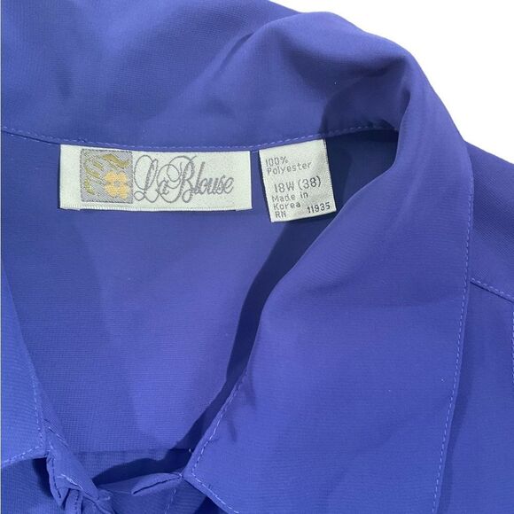La Blouse Women’s Size 18W/38 Purple Silky Pleated Blouse Long Sleeve Top Shirt - Picture 5 of 12